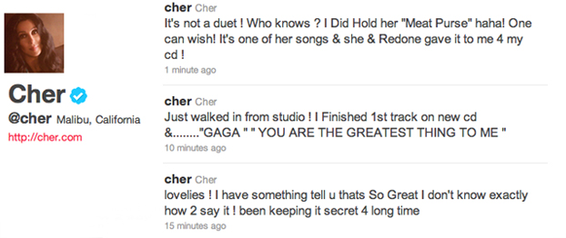 Cher records RedOne produced track penned by Gaga + listen to the Gaga demo!